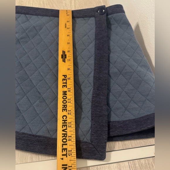 Sundance Quilted Wrap Mini Skirt Size 8 Blue Gray Diamond Stitch Boho Cottage - Picture 4 of 7